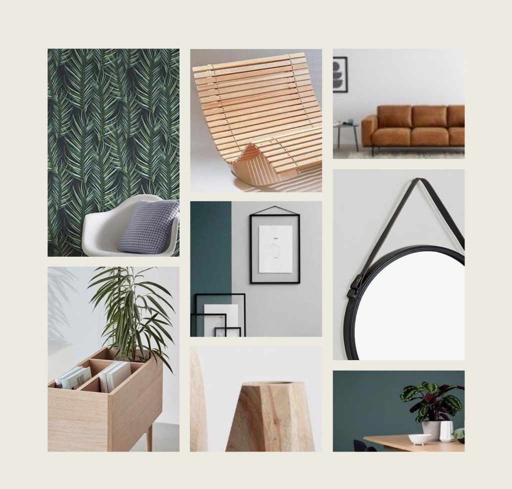 An interior design moodboard